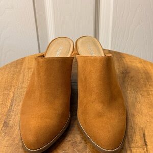 Old Navy Cognac Suede Slip-On Mules